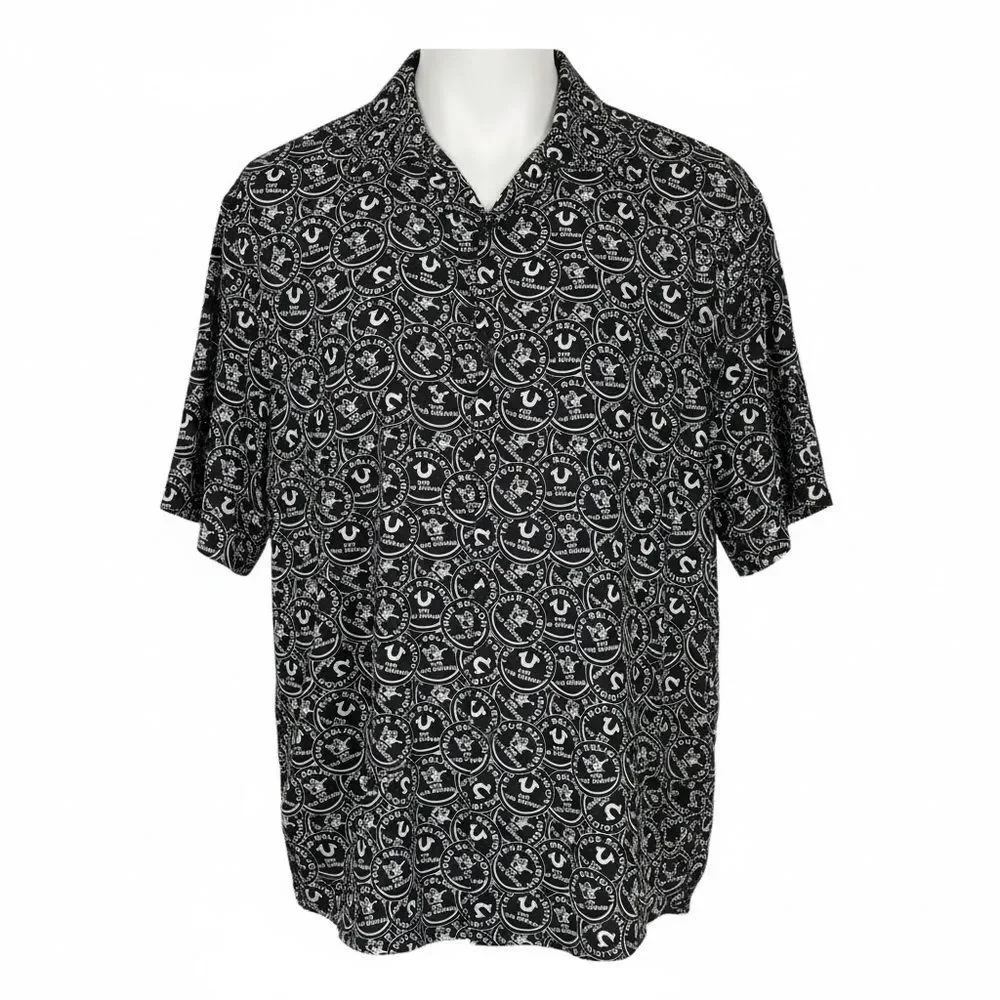 NWT True Religion Men’s Black and White Casual Shirt XL